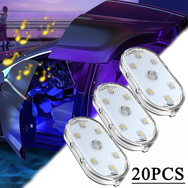1-20ks USB nabíjateľný dotykový senzor LED svetlo Interiér LED LED svetlo osvetlenie auta Nočné ľahké ľahké dekorácie Doplnky