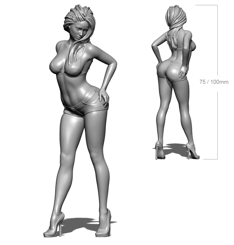 1/24 75 mm 1/18 100 mm živice Model Sexy dievča 3D tlačia