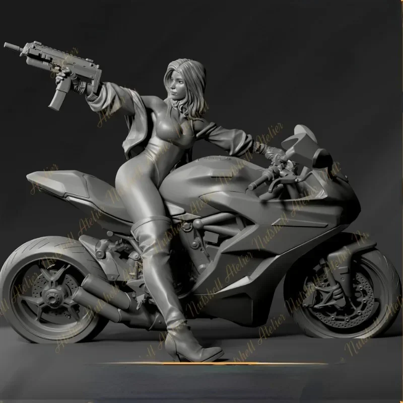 1/24 75 mm živicová zostava Model Model Model Super Cool Female Motocykle Miniatúrne nezasiahnuté a nenatreté dopravu zdarma