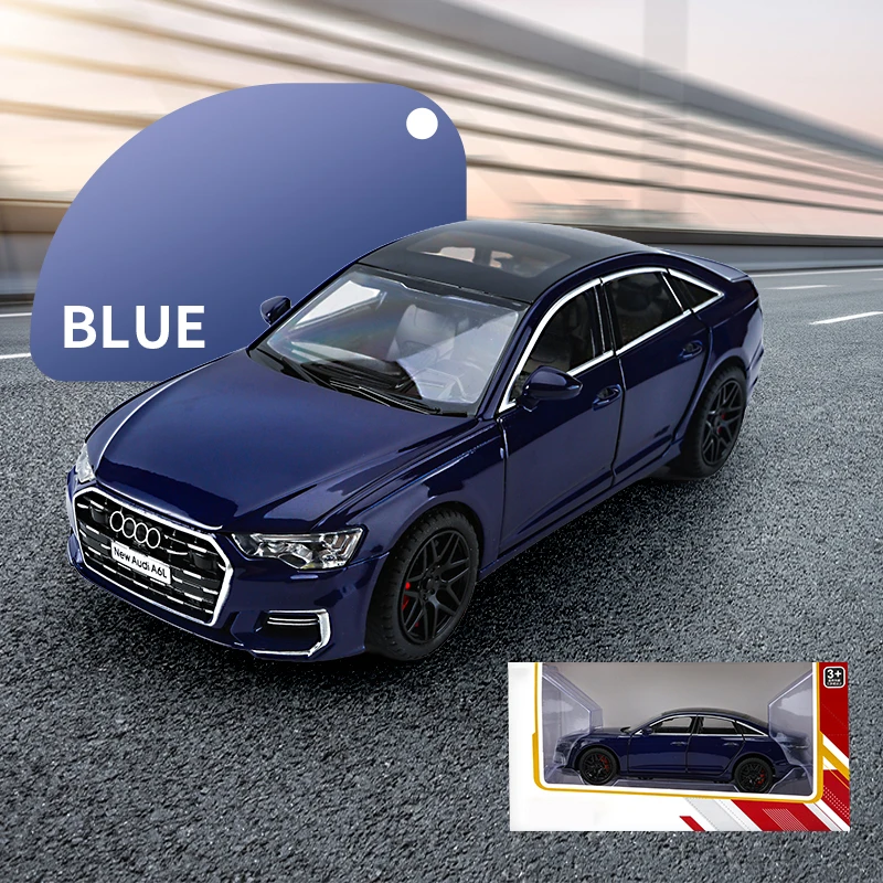 1:24 Audi A6L zliatinový kovový kovový diežkový automobil Model zvuku a ľahké hračky Detské hračky Darčeky s darčekmi chlapcov ALDULT