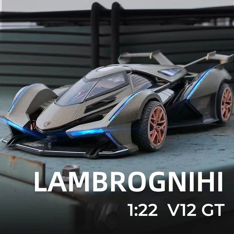 1:24 Lamborghini Lambo Vision GT Concept zliatiny Miniatúrne automobilové kovové kovové mierky Model automobilu Zvuk ＆ Svetelné deti
