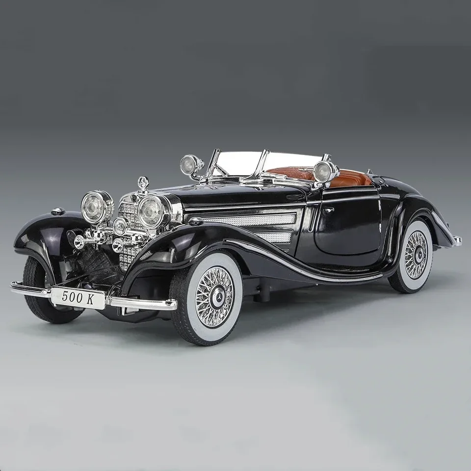 1:24 Mercedes-Benz 500K Classic Car Model Model Sound and Light Pull späť
