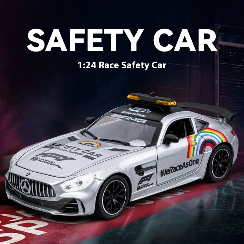 1: 24 mierka AMG Safety Car F1 Replica, zliatinový model, so svetlami, vhodnými ako zbierka pre pretekárskych nadšencov