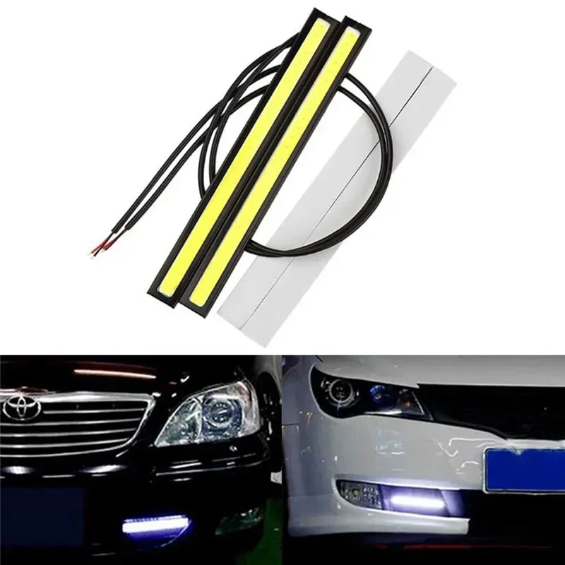 1/2ks 17cm COB DRL LED 12V 6000K Vodotesné denné svetlo automatické pásmo Svetlo auto Cob Fog Lamp Styling LED DRL LAMP LAMP