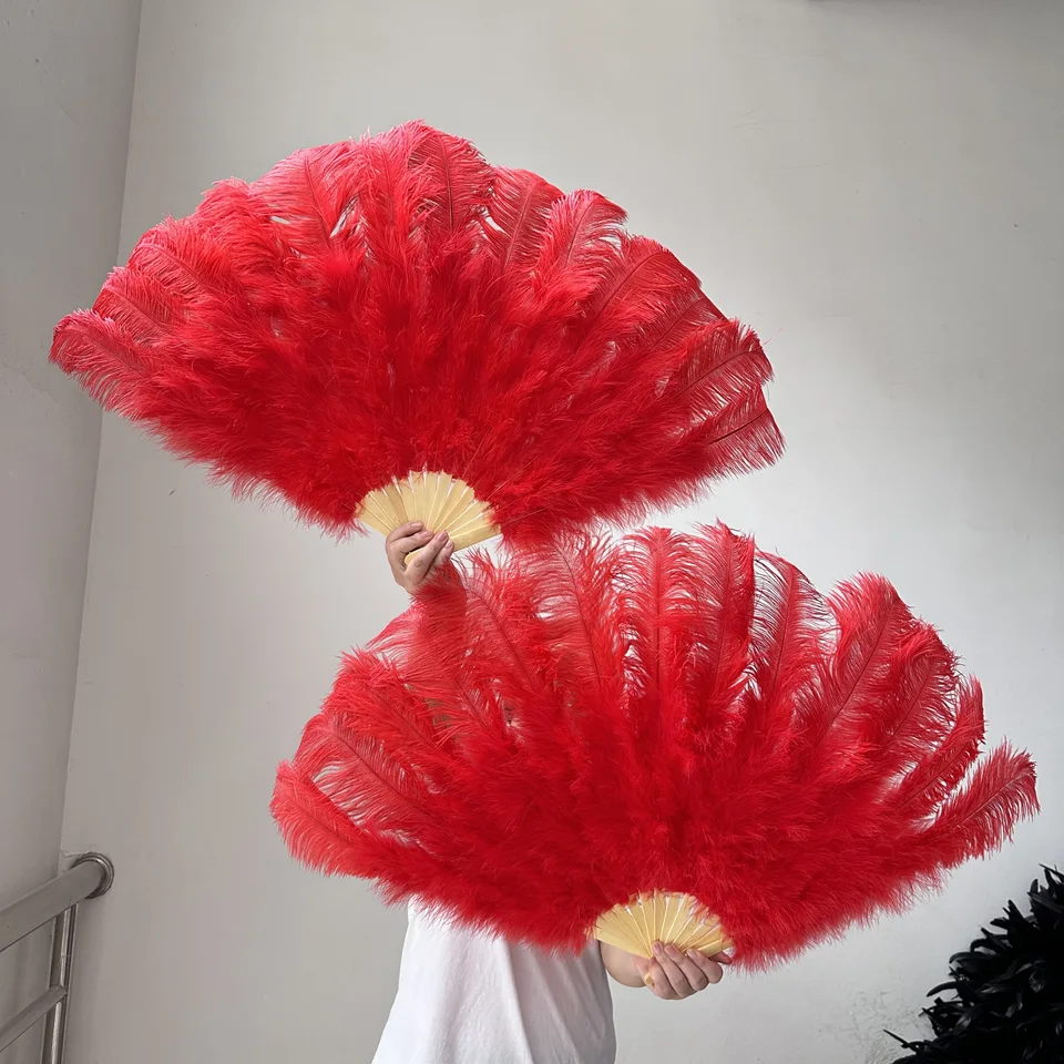 1/2ks 60/90cm 70/120 cm 13 kostí Prírodné farebné pštrosové peria fanúšikovia ručne držaní fanúšikov
