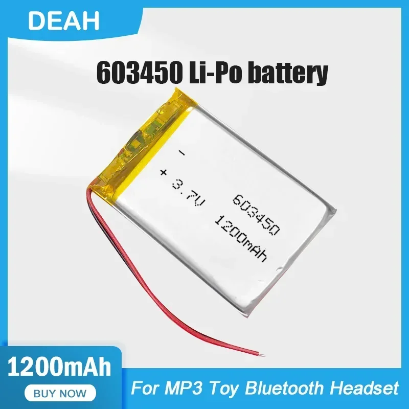 1-2ks 603450 1200MAH 3,7V Li-Polymer Rehargeble Battery pre GPS Navigator Bluetooth reproduktor LED Light Walkie Talkie Massager