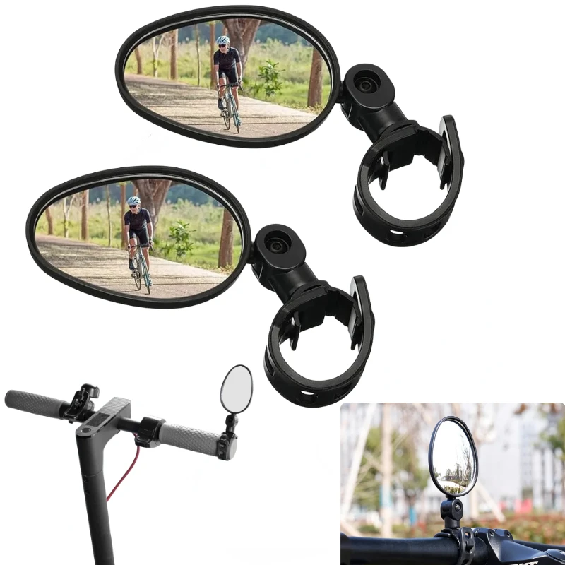 1/2ks bicykel Oválny spätné zrkadlo 360 stupňov Otáčanie nastaviteľné zrkadlo Zadné zrkadlá na riadidlách na bicykli pre elektrický skúter
