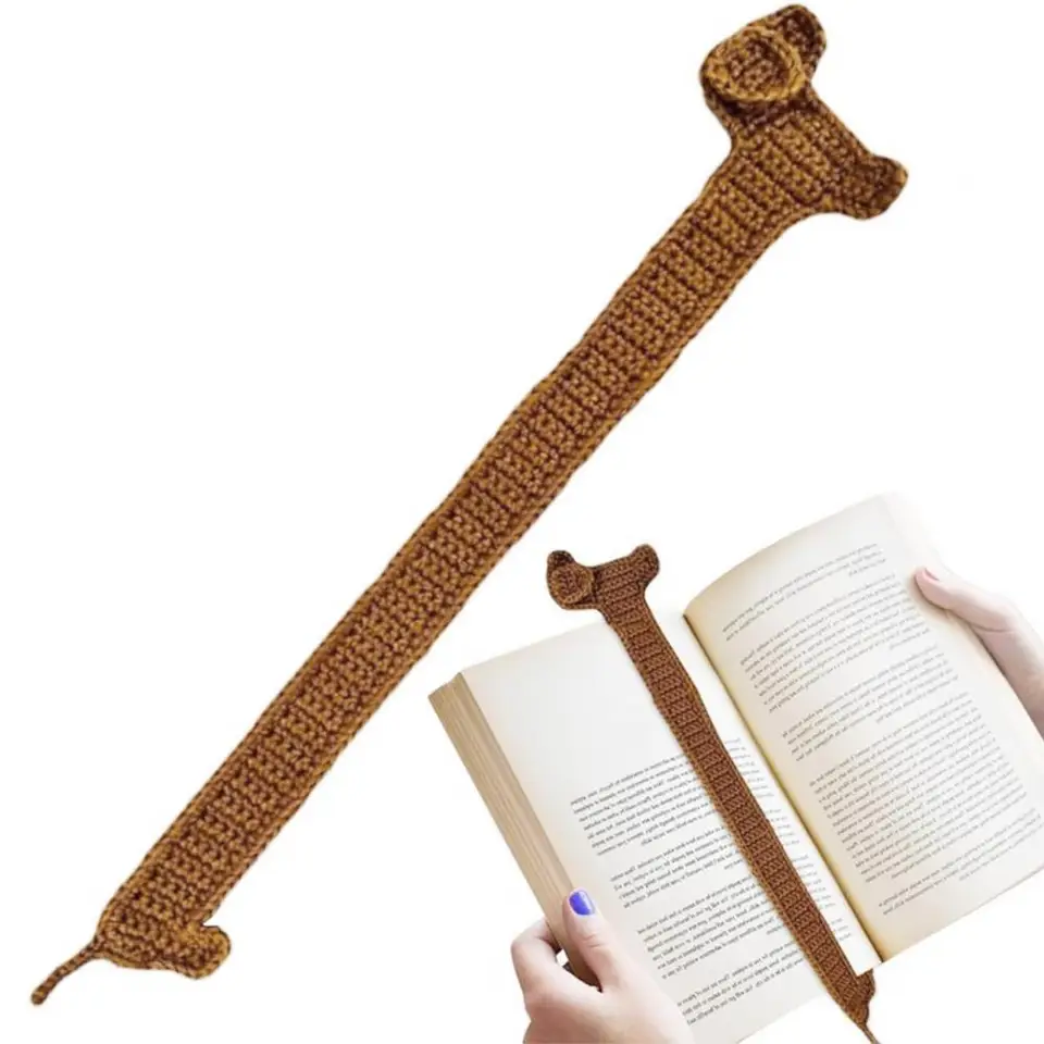 1/2ks dlachshund psí záložka pletená priadza Brown Dog Bookmark Crochet Book Držiteľ stránky Čítanie záložiek stránka marker darček