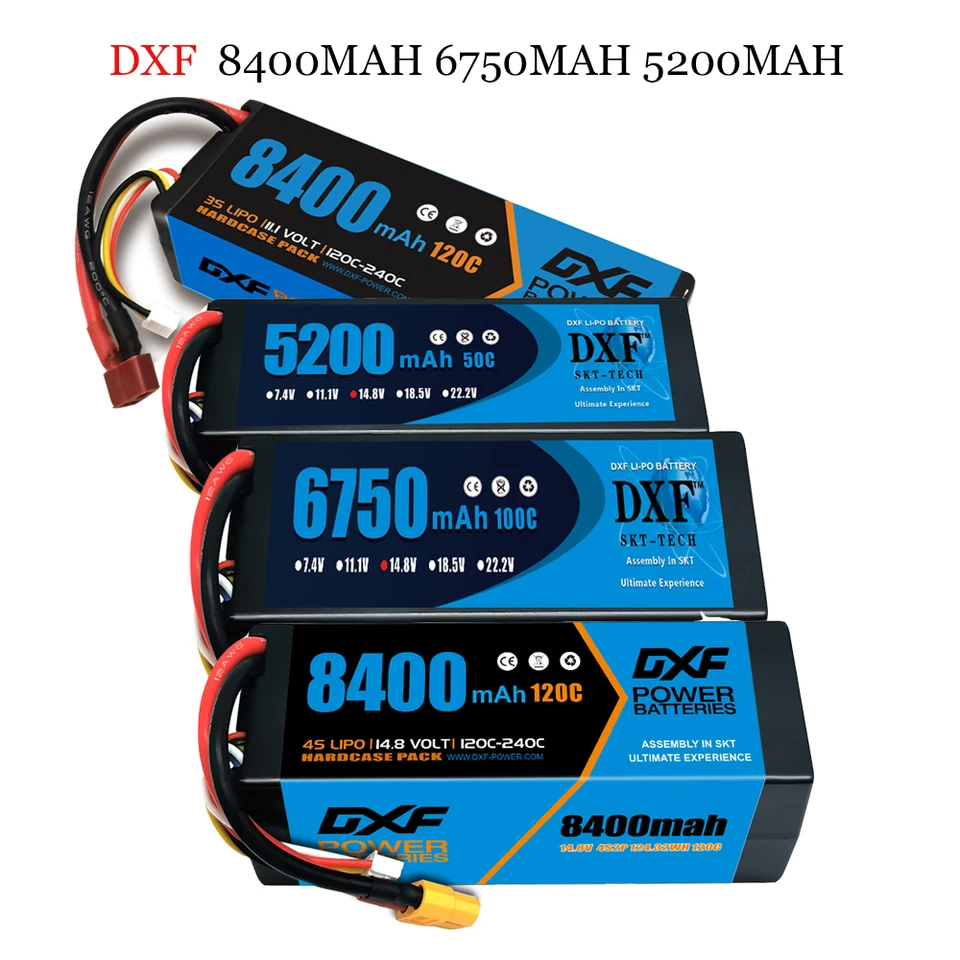 1/2ks DXF LiPo 3s 4s 2s batéria 7,4V 11,1V 14,8V 8400 mAh 6500MAH 6750MAH 7000MAH 5200MAH 9200MAH 10000MAH