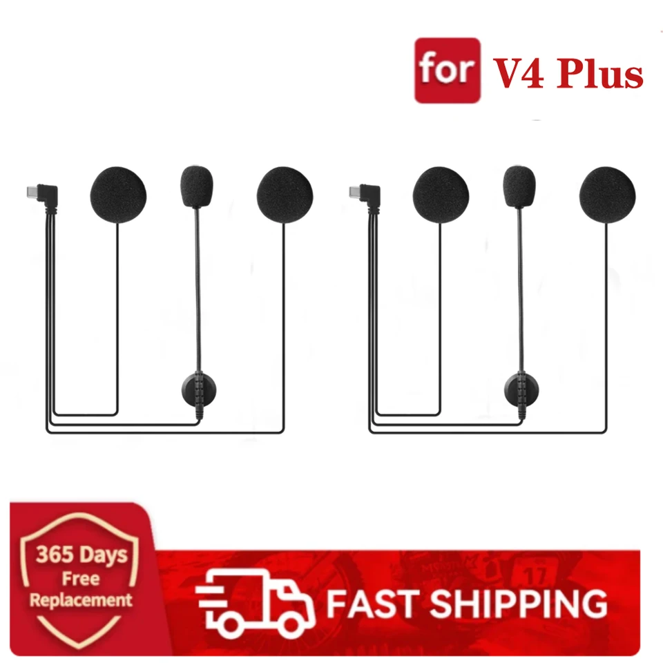 1/2ks EJEAS V4 Plus hluk redukcie mikrofónu reproduktor slúchadlá typu C pre V4 Plus Motorcycle Helma Bluetooth Interphone zariadenia