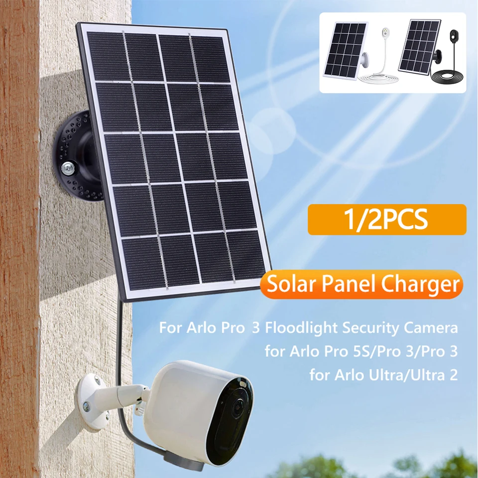 1/2ks fotoaparát Solárny nabíjací panel Monocryštalický 5V 10W nabíjačka solárneho panela IP65 nepremokavá pre Arlo Ultra pre Arlo Pro 5S/4/3