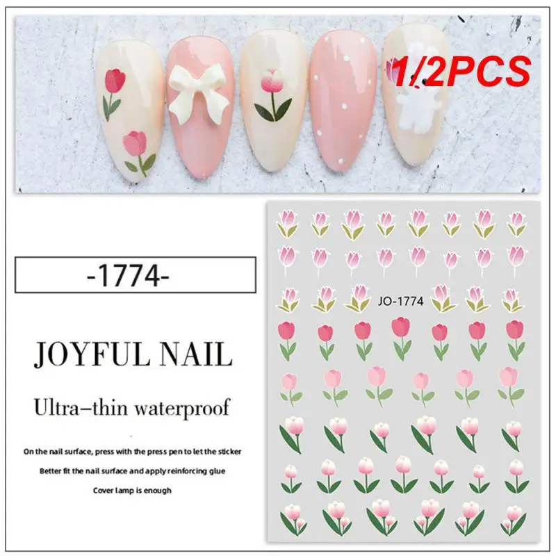 1/2ks kvetinové nálepky na nechty na okvetné lístky Tulipány