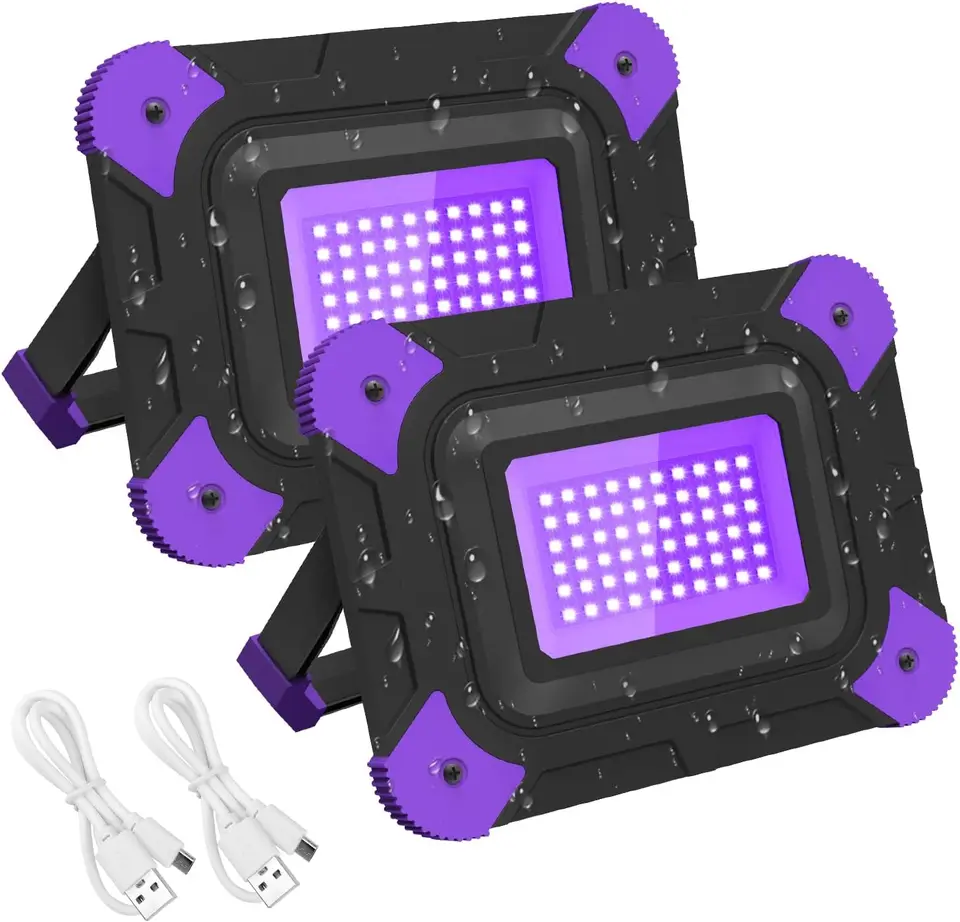 1/2ks LED LED UV UV svetlomet nabíjateľné fluorescenčné večierky Disco pódium Svetlo Ultravelet Outdoor IP66 povodeň na Vianoce