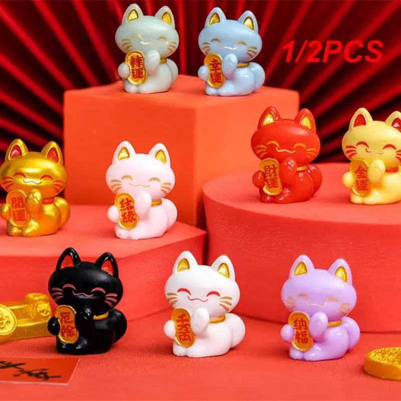 1/2ks Lucky Feng Shui Cat Maneki Neko Fortune Cat Figur zberateľné bohatstvo ozdoby