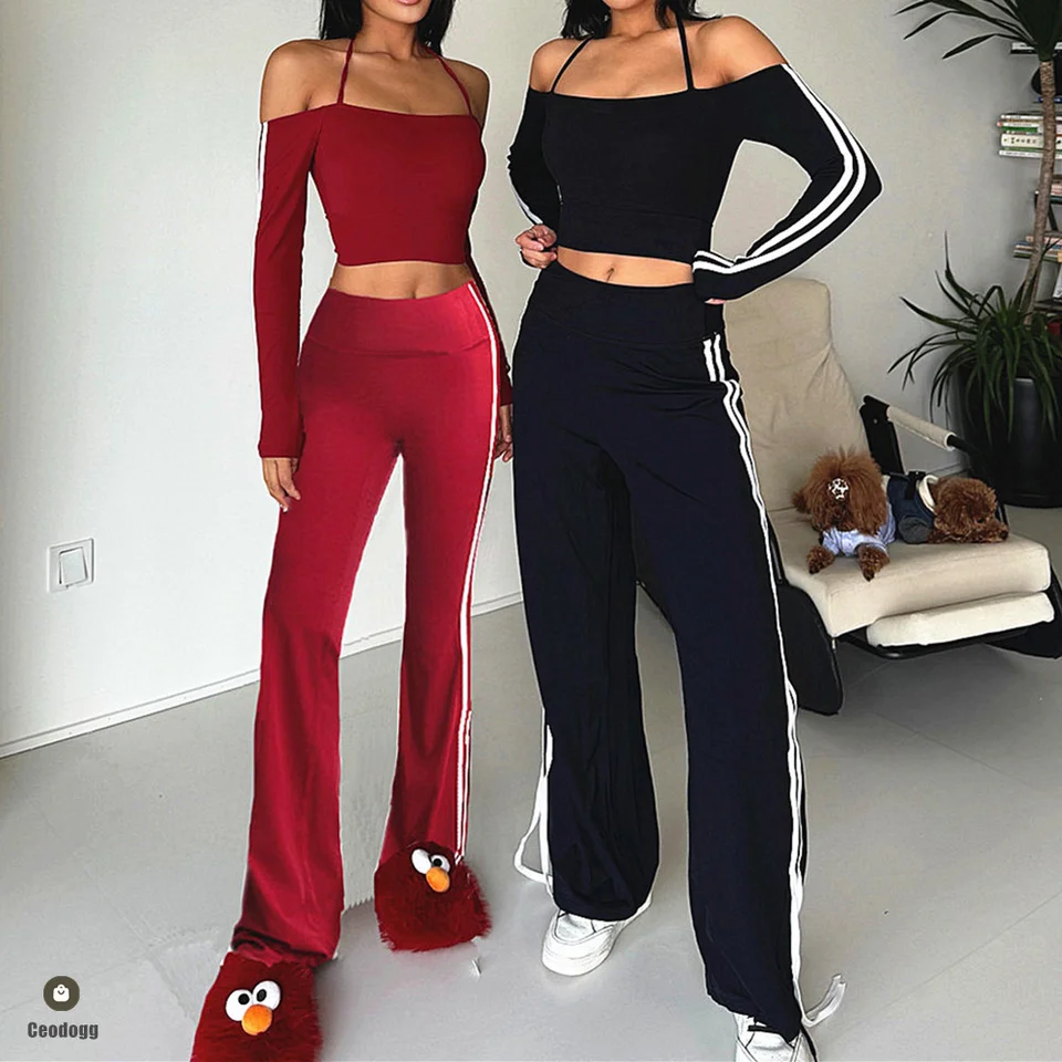 1/2ks podložka z plodiny na ramene Top set jogy s dlhým rukávom Jóga Ženy športové cvičenie atletické opotrebenie telocvične Flare Legging Fitness podprsenka Activewear