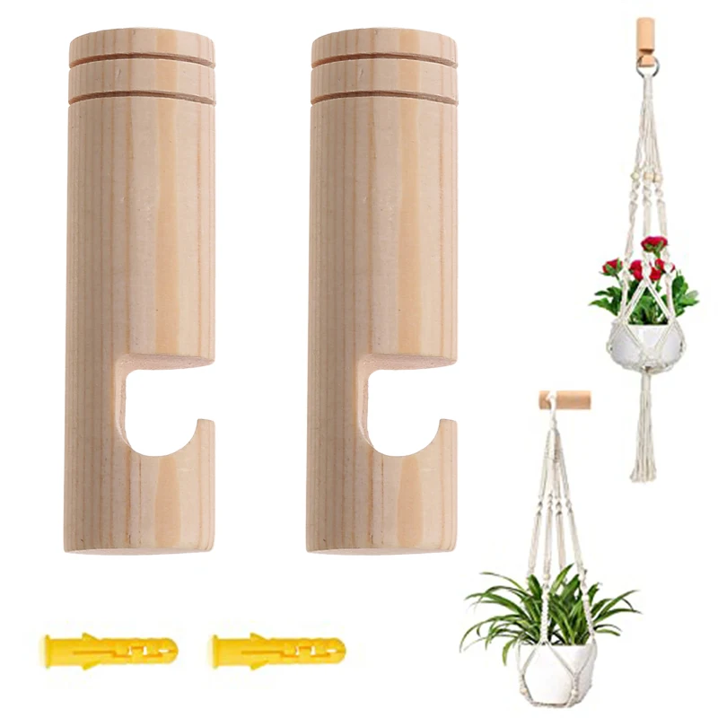 1/2ks prírodné drevené steny rastlinné vešiaky závesné závesné kvetinové hrniec Nordic Flower Držka