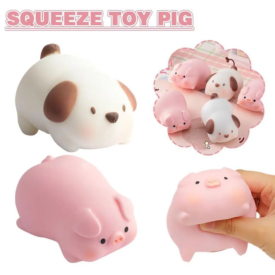 1/2ks roztomilé ošípané psie hračky Fidget Hračky Senzory hračky stláčanie roztiahnutia hračky Stres reliéf pre deti a dospelých zábava upokojujúca Zvýšenie zamerania
