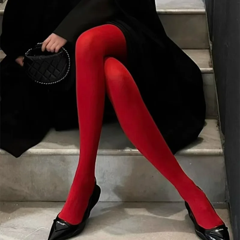 1/2ks sexy víno červené pančuchy Ženy Dievčatá Burgundska tenká hrubá elastická pevná vinobranie vinobranie anti-hooker Pohodlné pančuchové príslušenstvo