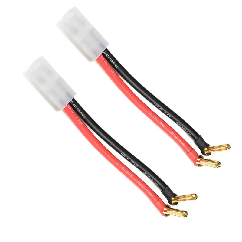 1/2ks Tamiya Sámny zástrčkový adaptér do 90 ° 4,0 mm 18 mm Zlatý kábel nabíjania konektora 12awg 10 cm pre nabíjačku batérií LiPo