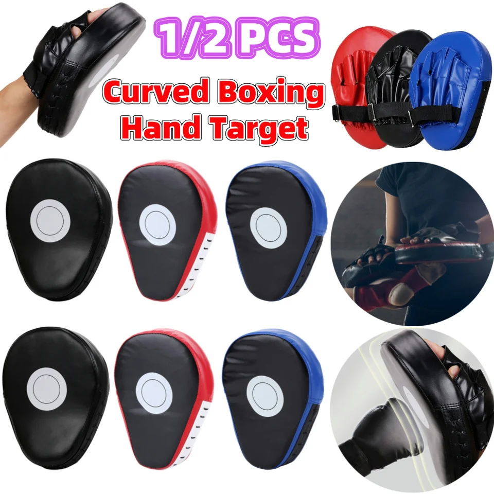 1/2ks zakrivené boxerské ručné ruky PU kožené zakrivené dierovacie rukavice priedušné kickboxové doštičky Muay Thai Pads bojové umenie výcvik
