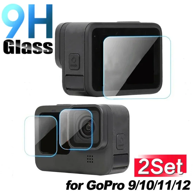 1/2set Screen Protector pre GoPro Hero 12/11/10/9 Čierne príslušenstvo Camera Objektív temperovaný sklenený film pre ochranné sklo GoPRO12