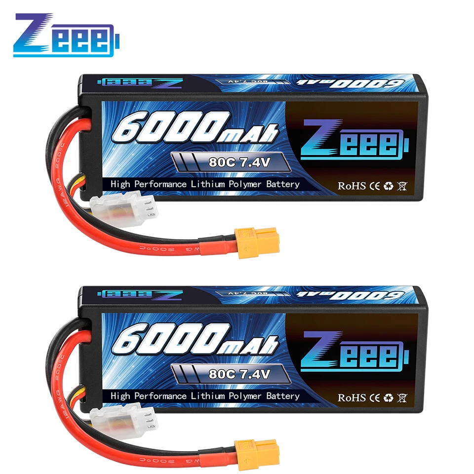 1/2Units Zeee LiPo batéria 2S 7,4V 6000 mAh 80c XT60 Plug RC Parsty Hardcase LiP 2S pre lietadlá RC vozidlo vozidla Tank Tank člny