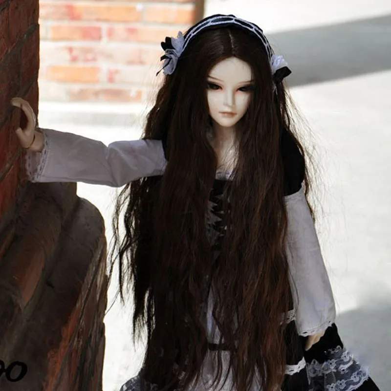 1/3 1/4 1/6 1/8 nového príchodu BJD SD Doll Parochňa Vysokoteplotná drôt Drsná káva Dlhá krásne vlnité pre parochňu vlasov BJD