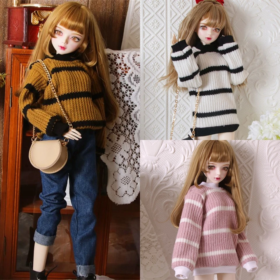 1/3 1/4 1/6 módny trend základný všestranný pullover prúžkovaný pruhový sveter fit bjd akčná figúrka tela bábiky Model