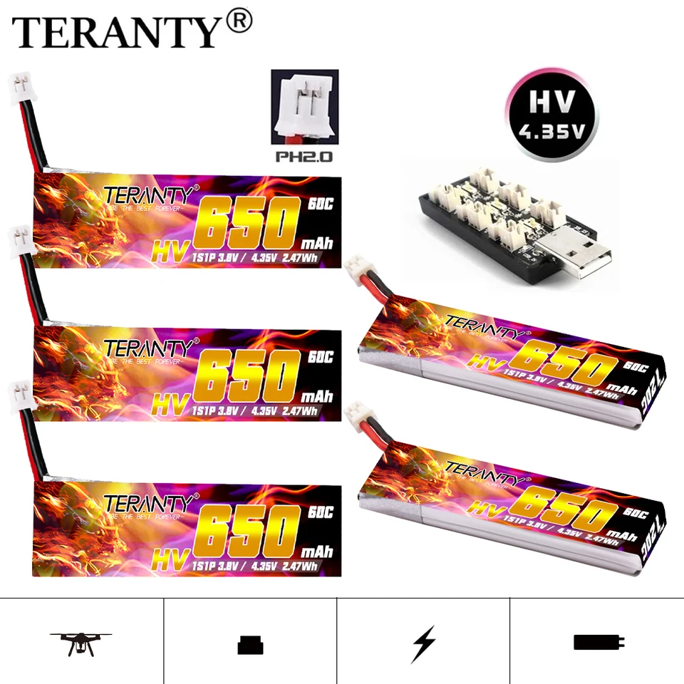 1/3/5/10ks TRANTY 1S 4,35V HV lipo batéria 3,8 V 650 mAh 60c/120c pre Emax Tinyhawk King Kong LDARC Tiny7 DRONE PH2.0