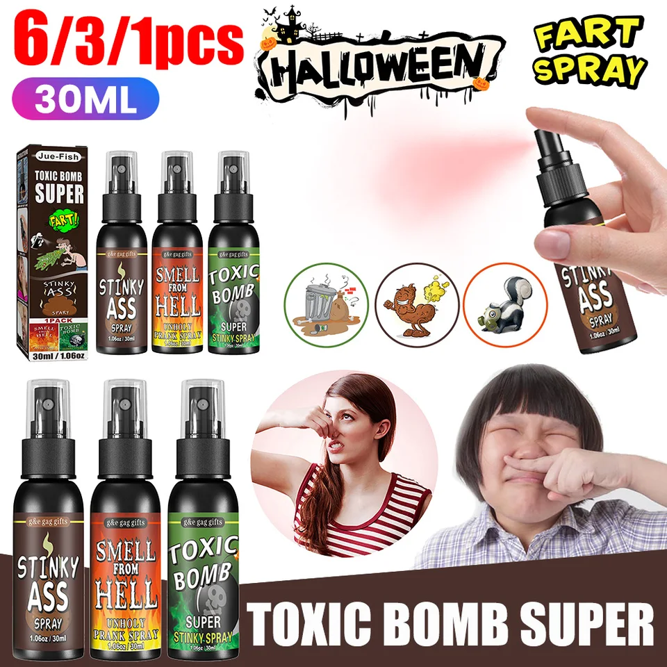 1/3/6ks 30 ml pruho sprej žartu vtipu sprej môže smrdiť bombový zadok smelcky plynový kec roup pre deti dospelí halloween Party Dodávky