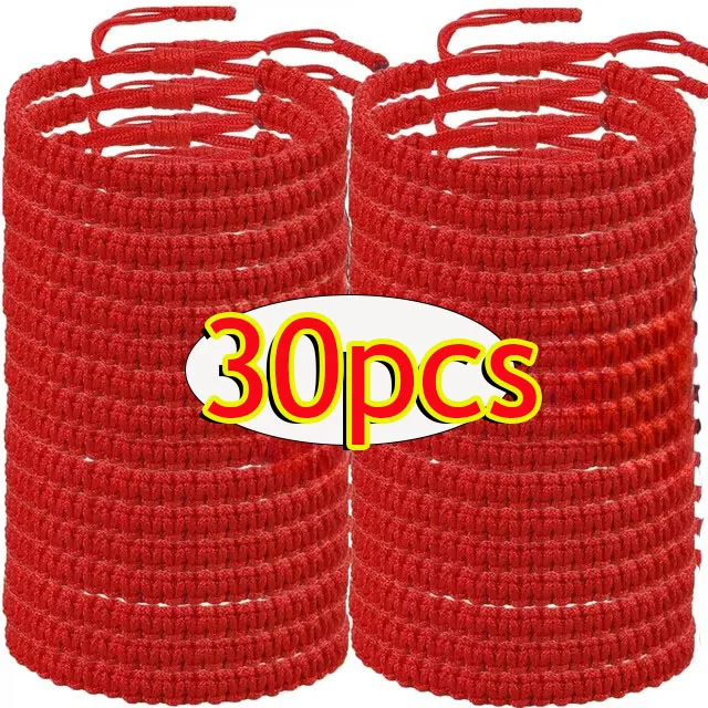1-30ks Lucky Red Ručne vyrábané náramky Ženy Muži Tibetské budhistické nastaviteľné spletené lanové uzly náramky náramky