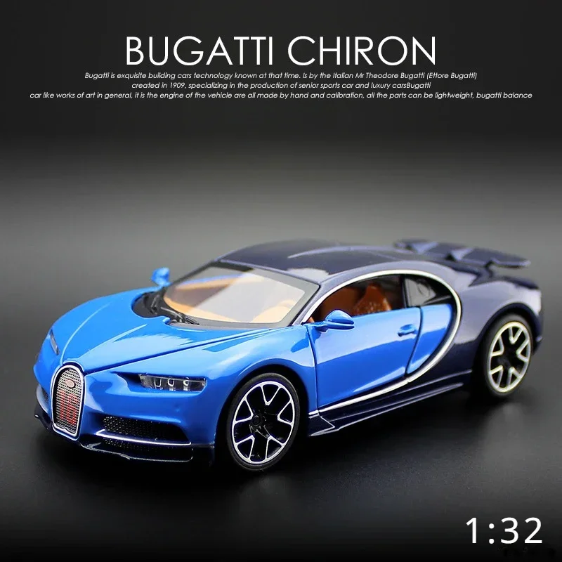 1:32 Bugatti Chiron Zliatina športového automobilu Model odliatok a hračky kovová simulácia super auta simulácia zvukovej kolekcie pre deti