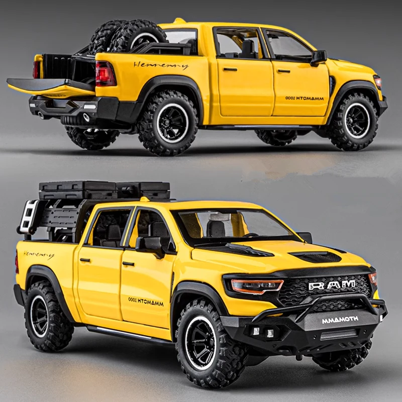 1:32 Dodge Mammoth 1000 TRX Pickup Model Model automobilu Diecast Metal Hray Off-Road Model Model simulácia zvuku a ľahkého detského darčeka