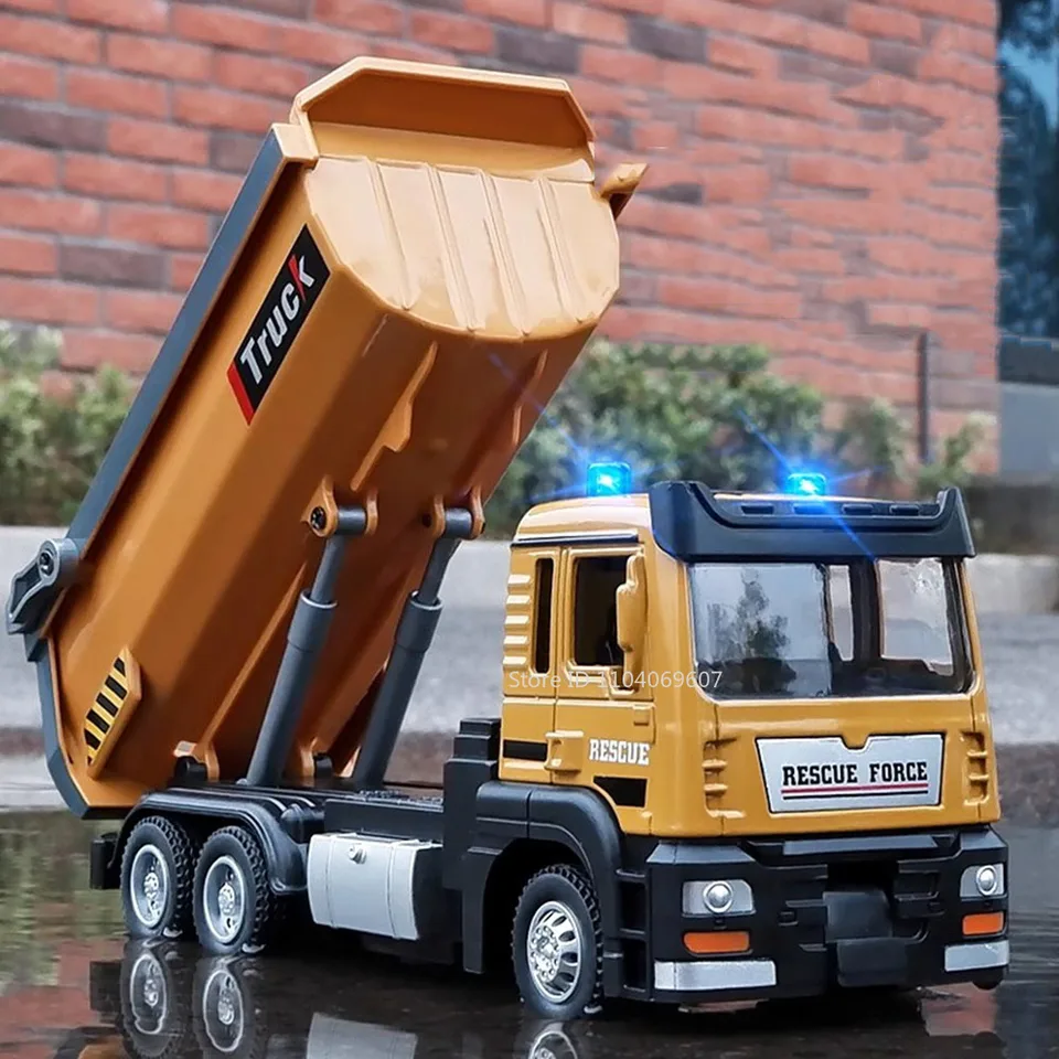 1:32 Model hračiek na skládku automobilov Kovové dieCast zvukové svetlo Prus zadné dvere Otvorené simulačné inžinierske inžinierstvo Transportné vozidlá darčeky
