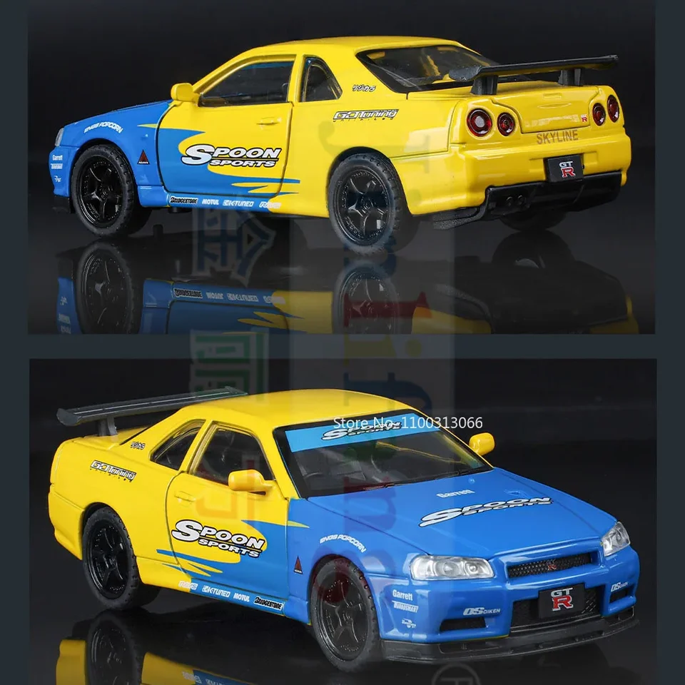 1:32 Scale Skyline GTR zliatiny Hračky autá Diecast Model Wheel Pull späť Športové auto so ľahkou hudbou vozidlom pre deti narodeninové darčeky
