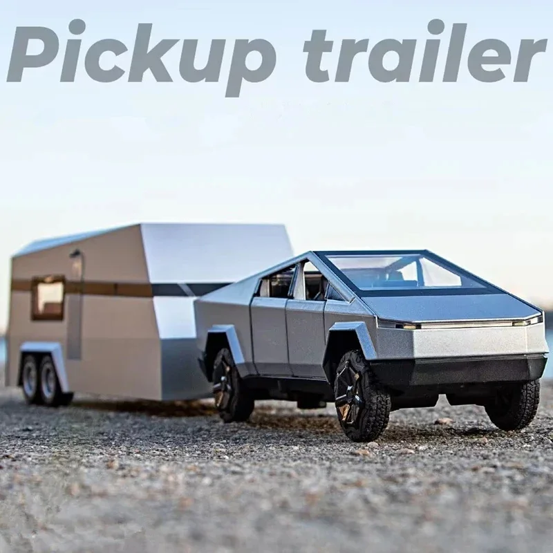 1/32 zliatiny Pull-Back Cybertruck Pickup RV Model so svetlom a hudobnou simuláciou modelu vozidla Hray Decoration Collection