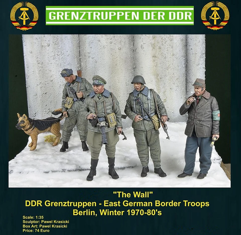 1:35 Modelová súprava na živicu Wall, DDR Grenztruppen, Berlín, zima 1970-80. rokov 20. storočia