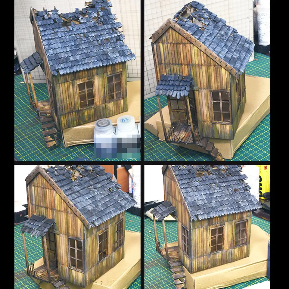 1/35 Ruiny v mierke Ruiny vojakov prístrešok vojenský pieskový stôl Budova Wargame Scene Wood Modely Kits Ruiny Scény koníčkov