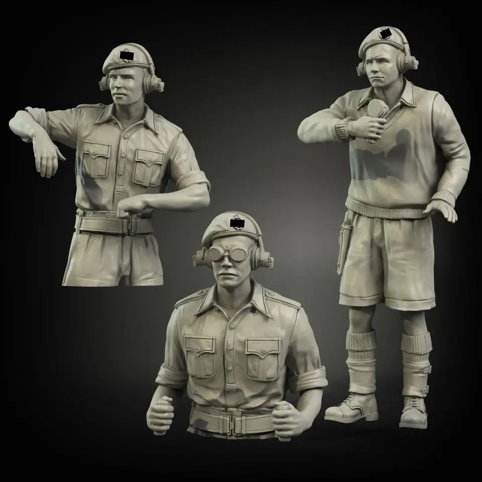 1/35 Scale živicová postava Model Model GK British Rac Skorý tank Crew N.Africa GK (3 obrázky) Nenatiere