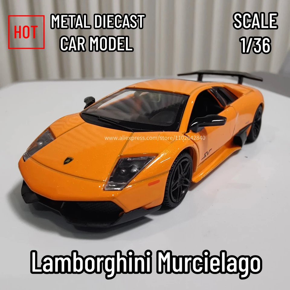 1:36 Model automobilu Lamborghini Murcielago Scale Scale Metal Diecast Replika domáca kancelária Miniatúrne umelecké vozidlo Hobby Hobby Decoration Detská hračka