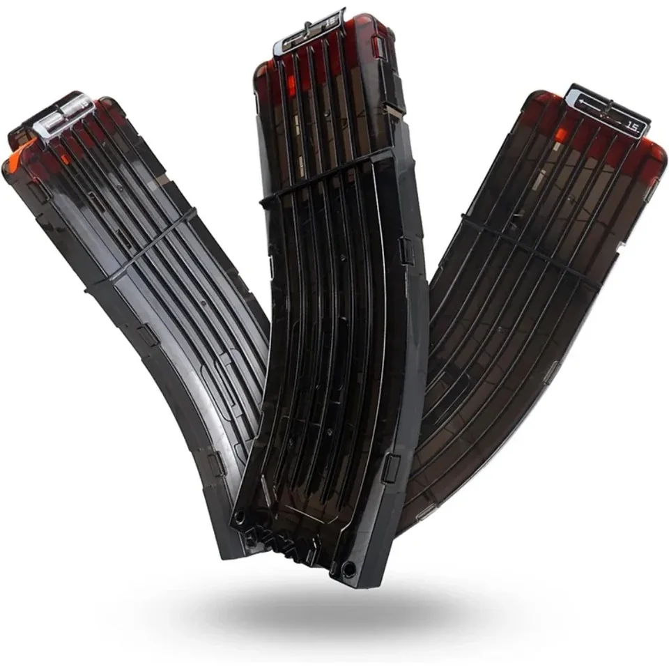 1/3ks 15-parné banánové zakrivené klipy, Soft Bullet Quick Reload Clips kompatibilné pre hračkársku zbraň Nerf Elite Magazine (čierna)