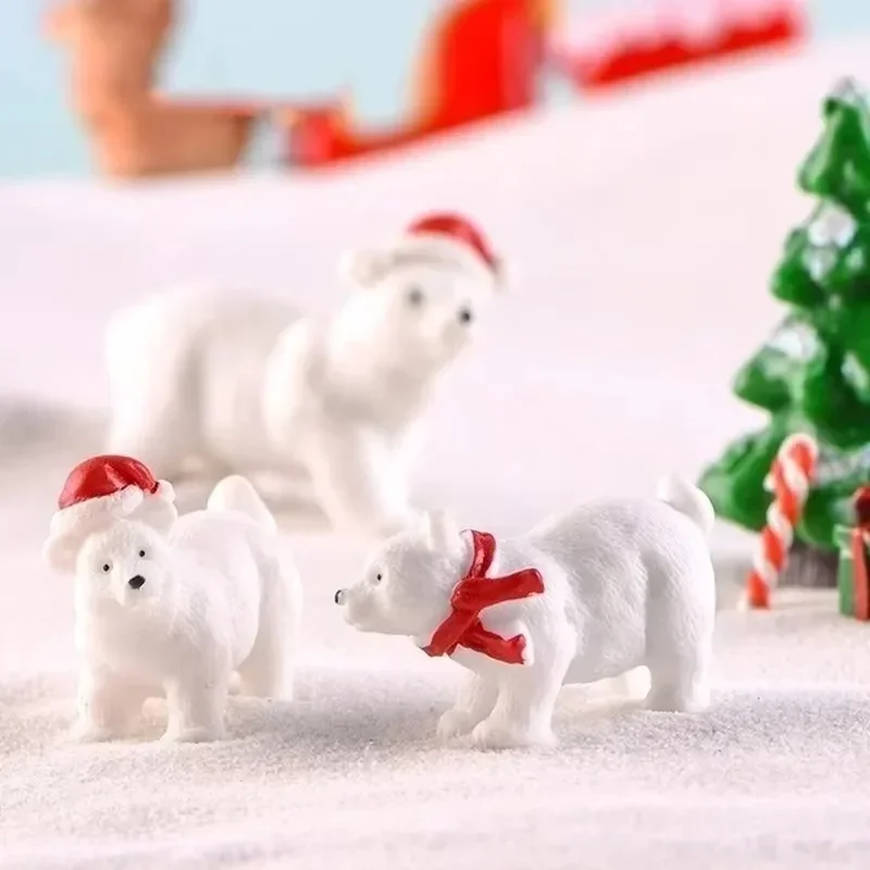 1/3ks Miniatúrne vianočné figúrky polárneho medveďa záhradné mikro sneh krajina DIY doplnky