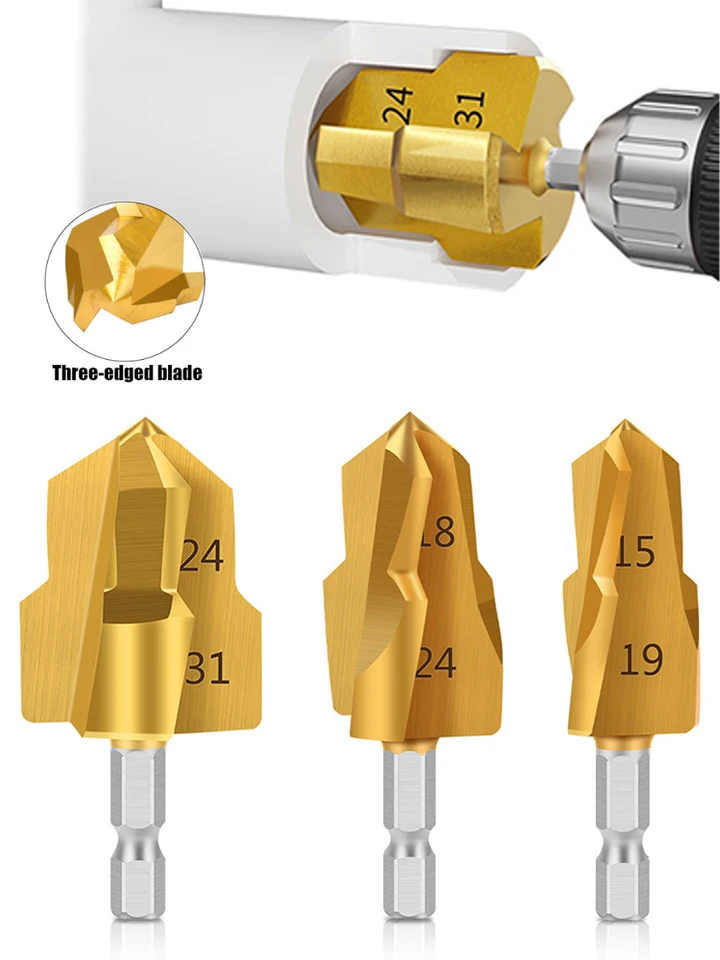 1-3ks PPR Zdvíhacie zdvíhanie stupňovaný vŕtací bit bit hexagon driek na vodné potrubie pripojenia 20/25/32 mm vodné potrubie opravy bit bit bit
