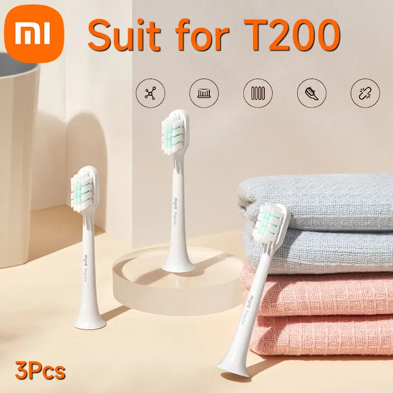 1/3ks Xiaomi T100/T200 Náhradné elektrické hlavy zubnej kefky Antibakteriálne potravinové triedu mäkké okrúhle štetiny Čisté dýzy