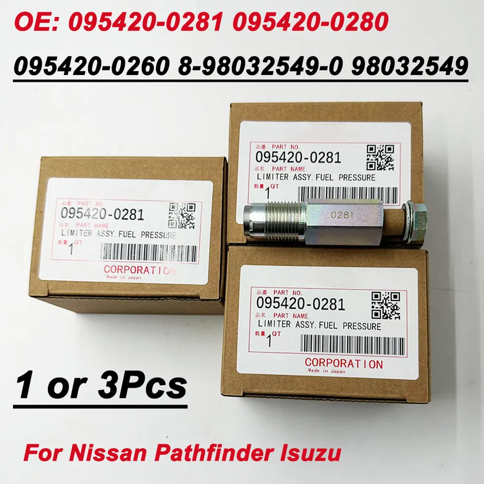1/3pcs OEM 095420-0281 0954200281 095420-0260 Ventil limiter tlaku palivovej koľajnice pre ventil limiter pre Isuzu Hitachi D-Max Nissan Mitsubishi