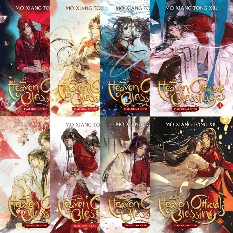 1-4/5-8 Zväzok Tian Guan Ci Fu anglický román Nebeský oficiálne požehnanie Mo Xiang Tong Xiu Novel komiks 4 knihy
