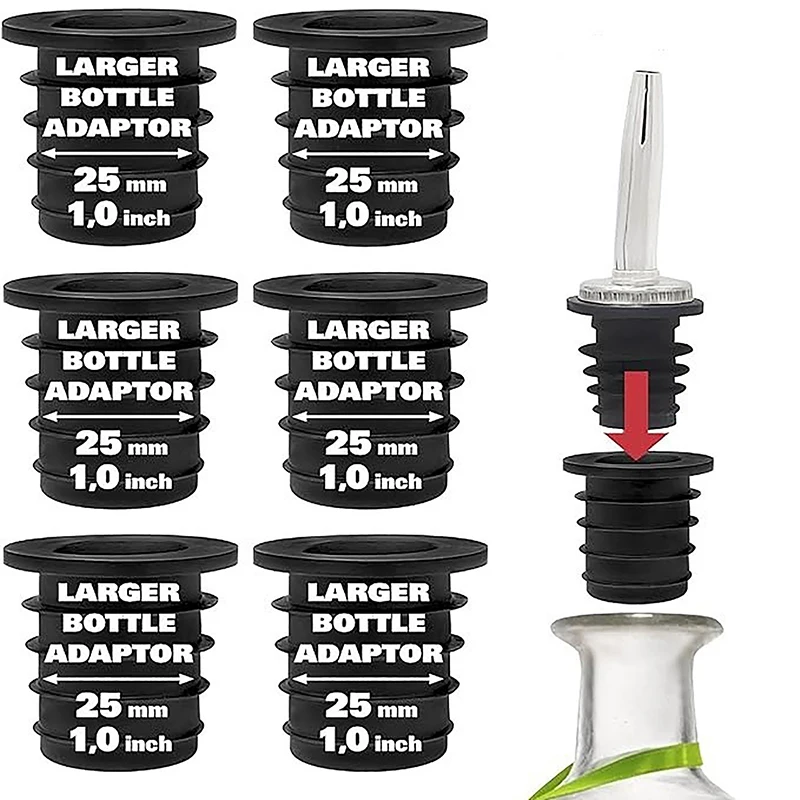 1/4/6 Adaptéry nalievača alkoholu skvelé pre veľké fľaše s olivovým olejom a fľaše na víno až do 1 palca/25 mm zátky na fľaše na červené víno