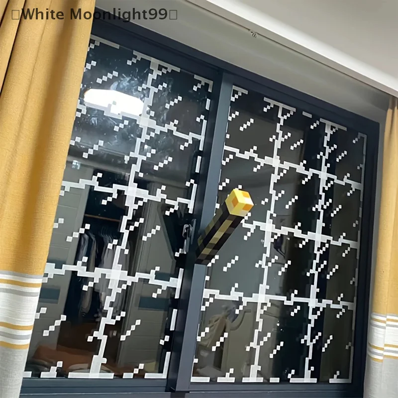 1/4/8/10/12/20/30pcs Pixel Style Glass Coader Electrostatic Stickers