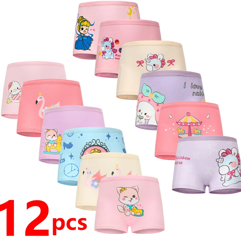 1/4/8/12 PCS Detské dievčenské nohavičky Sety Cotton Pekne roztomilé karikatúry Unicorn Print Dieťa spodná bielizeň