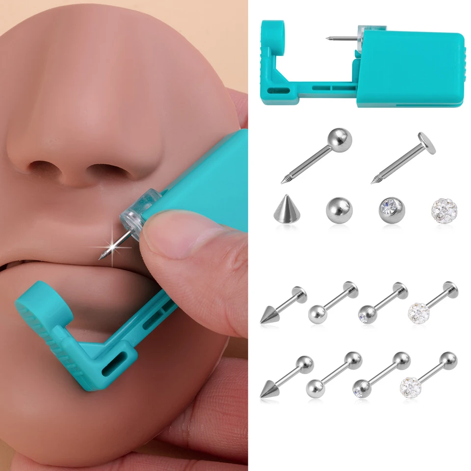 1-4 PCS Piercing Chrup Piercing Gun Sit Súprava Labret chrupavka Tragus Helix Daith Piercing Tool s Piercing Tool s Raplace Ball 16G